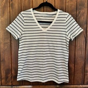 Women’s Black/White thin striped Slub-Knit T-Shirt